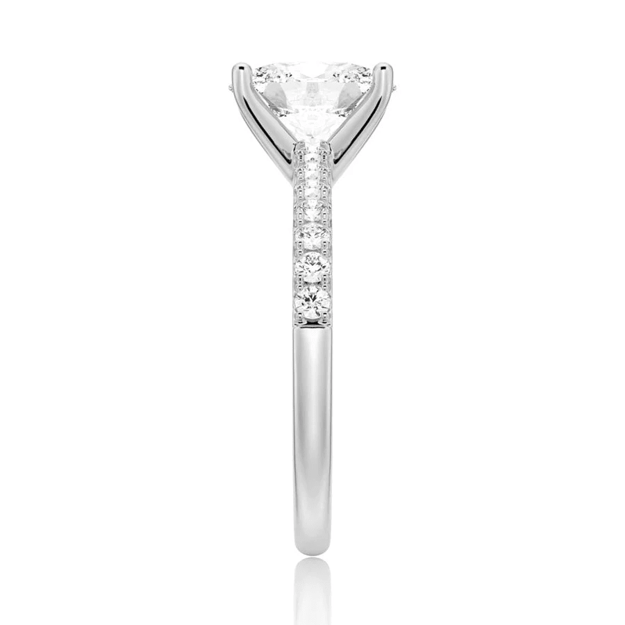 Oval Moissanite Engagement Ring with Micropavé Band - Novelle Vow