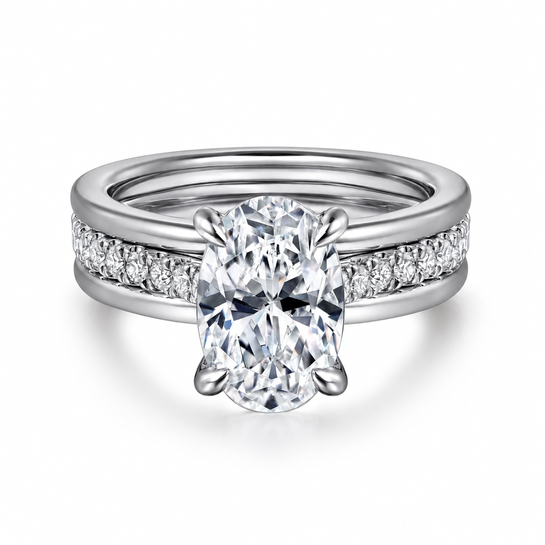 White gold 2ct oval moissanite engagement ring front perspective view-NOVELLE VOW