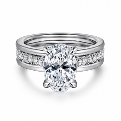 White gold 2ct oval moissanite engagement ring front perspective view-NOVELLE VOW