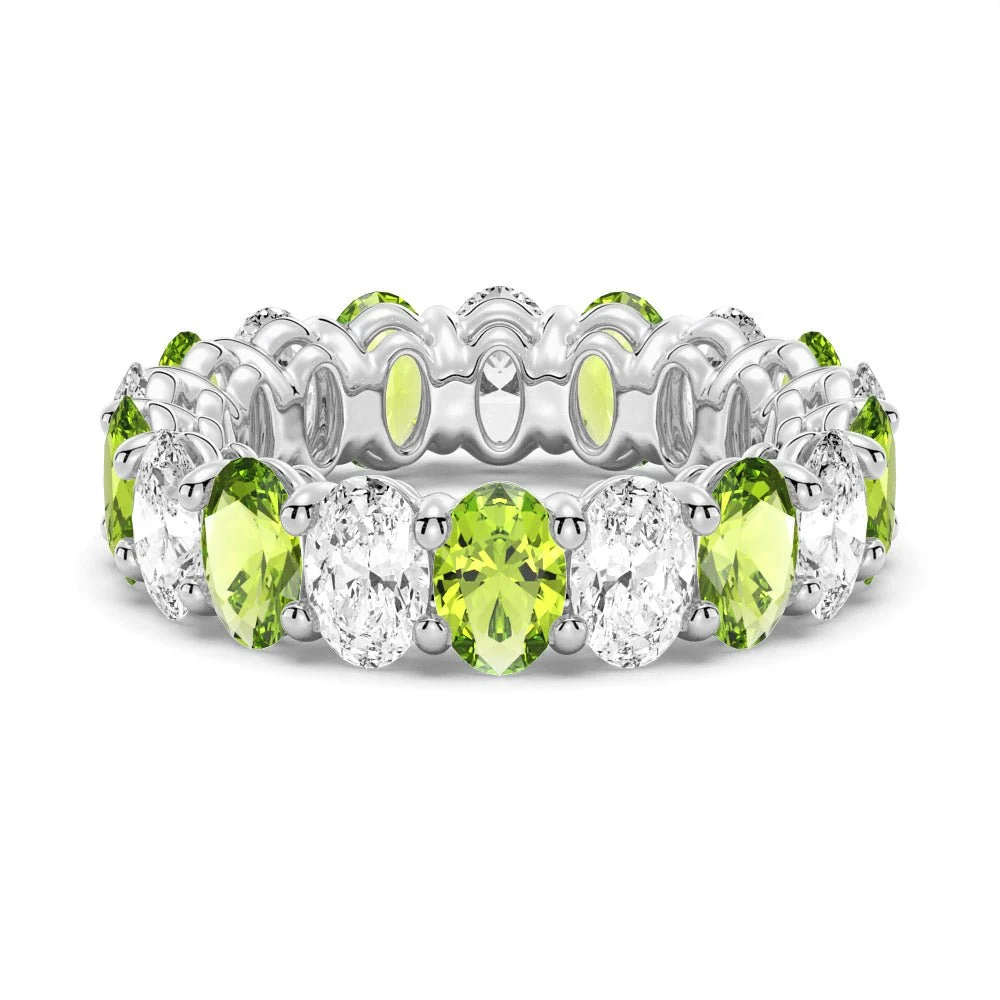 Oval-Cut Gemstone & White Sapphire Band