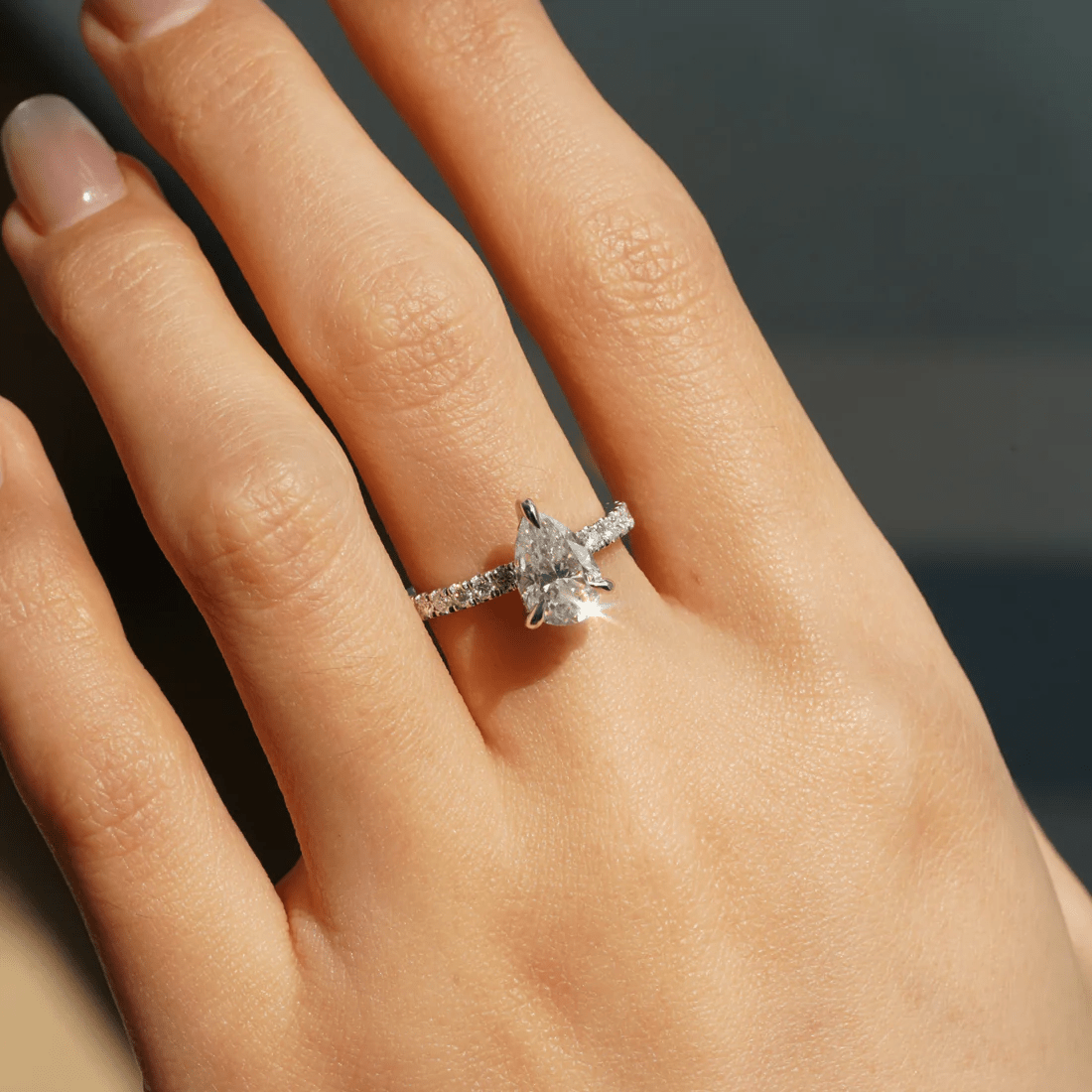 Pear Cut Pave Moissanite Engagement Ring - Novelle Vow