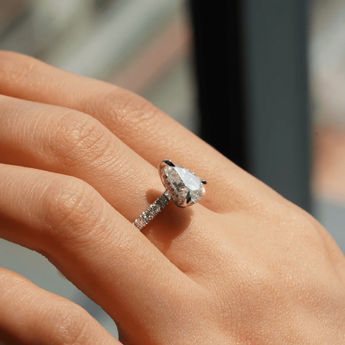 Pear Cut Pave Moissanite Engagement Ring - Novelle Vow