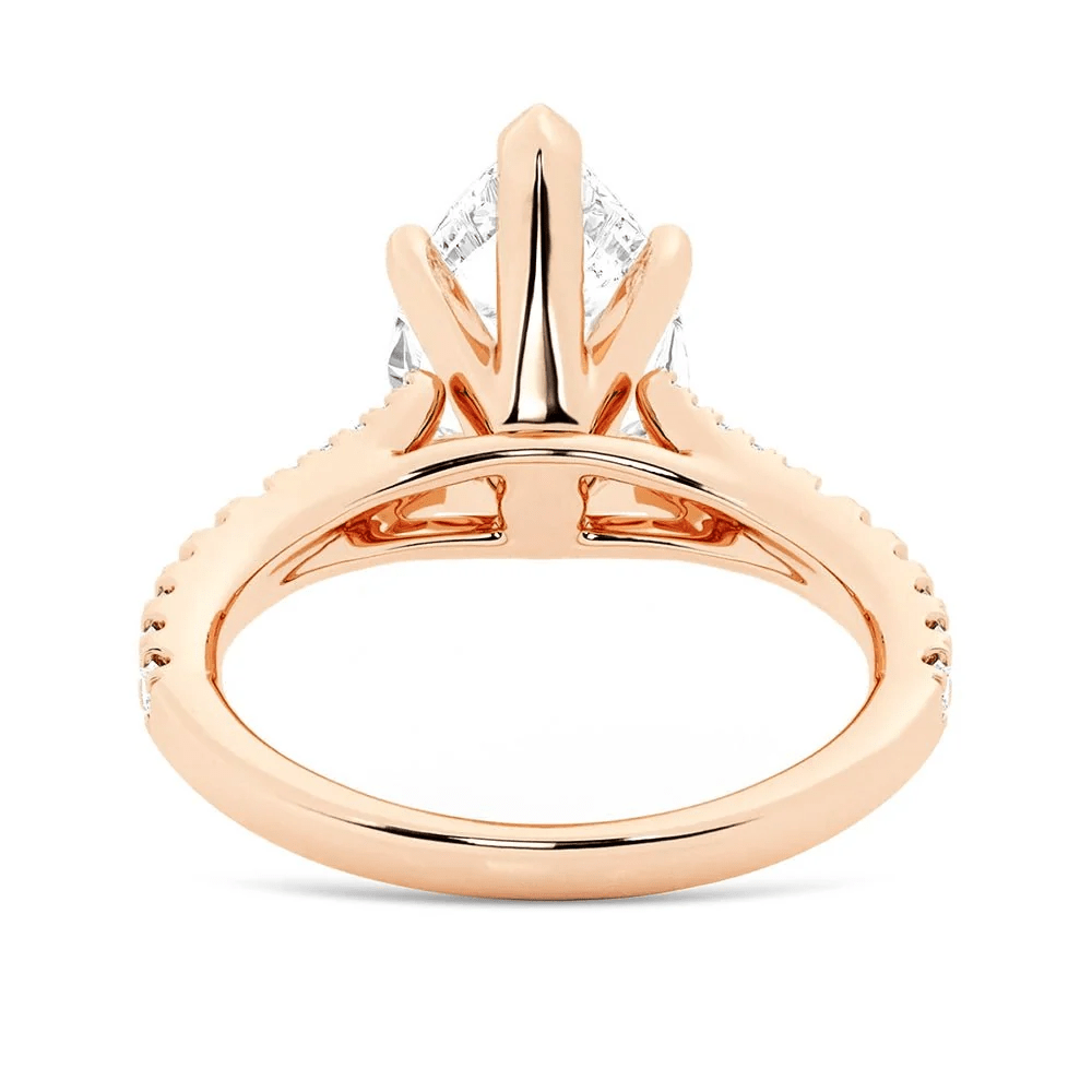 Pear Moissanite Engagement Ring and Pavé Wedding Band Set - Novelle Vow