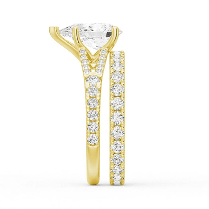 Pear Moissanite Engagement Ring and Pavé Wedding Band Set - Novelle Vow