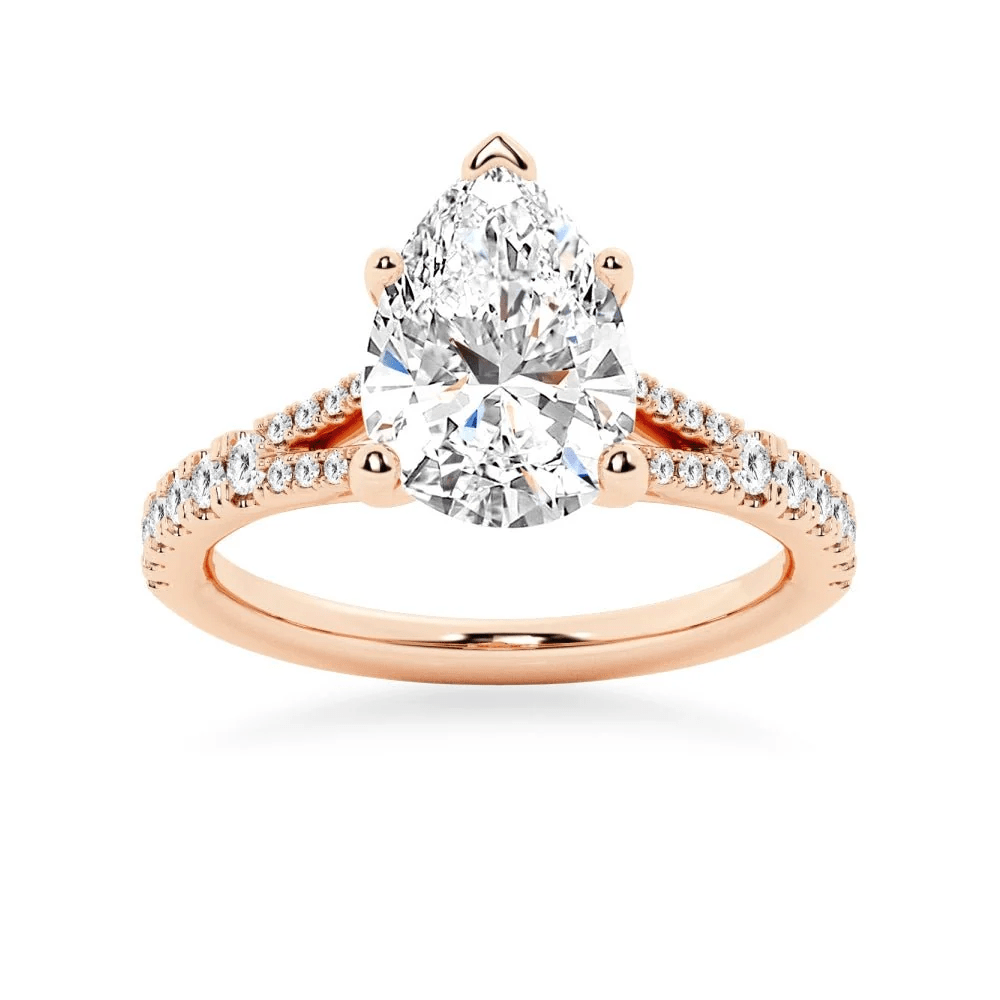 Pear Moissanite Engagement Ring and Pavé Wedding Band Set - Novelle Vow