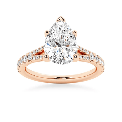 Pear Moissanite Engagement Ring and Pavé Wedding Band Set - Novelle Vow