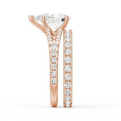 Pear Moissanite Engagement Ring and Pavé Wedding Band Set - Novelle Vow
