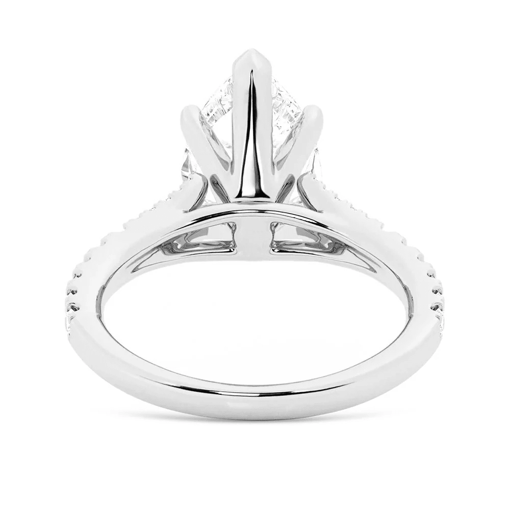 Pear Moissanite Engagement Ring and Pavé Wedding Band Set - Novelle Vow