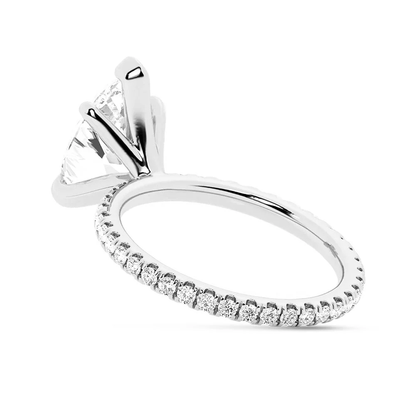 Pear Moissanite Engagement Ring with Pavé Eternity Band