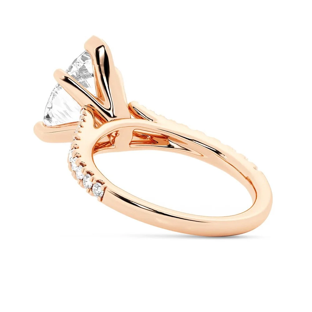 Pear Moissanite Engagement Ring with Split-Shank Pavé Band
