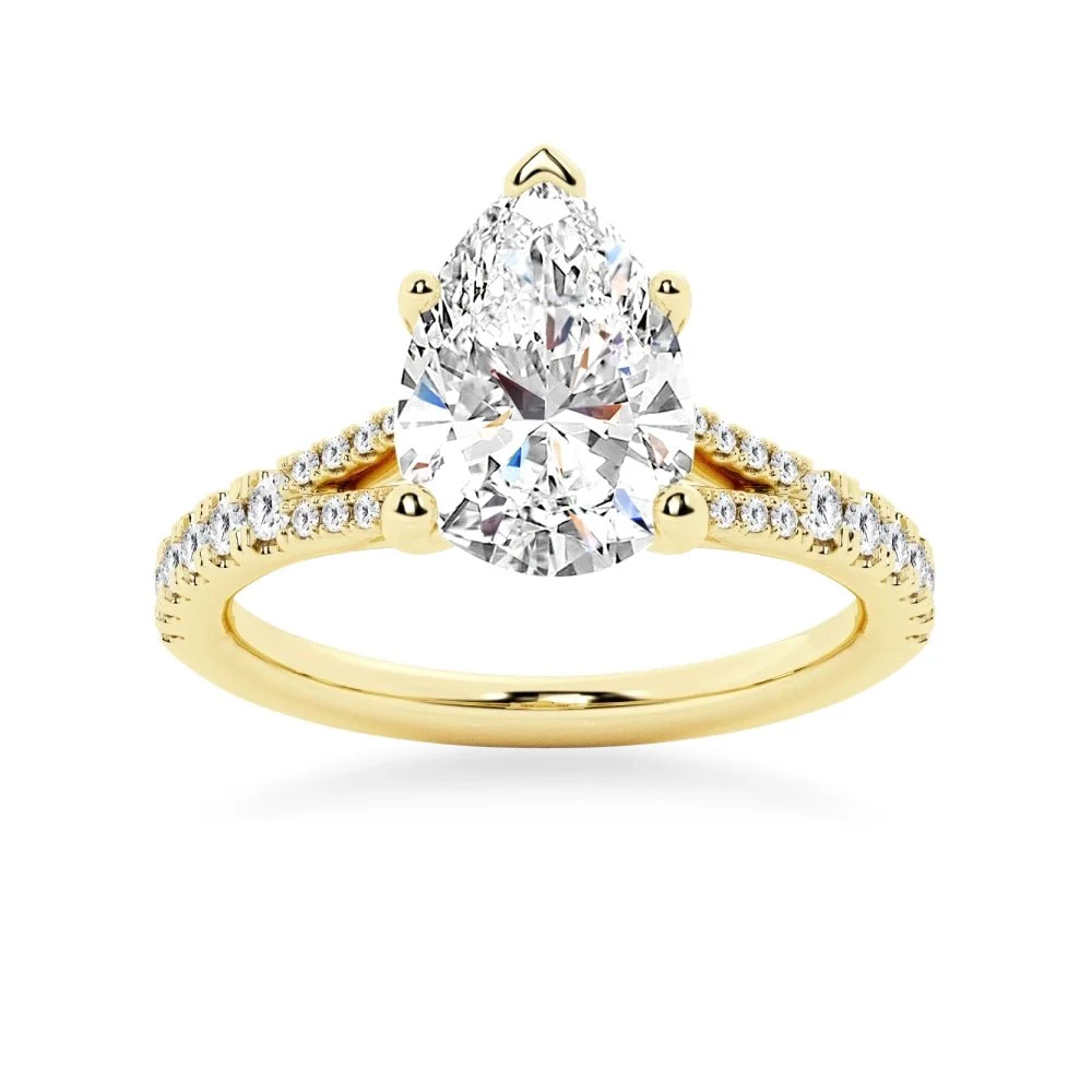 pear-moissanite-engagement-ring-split-shank-pave-yellow-gold-top