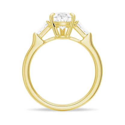 Pear Moissanite Engagement Ring with Tapered Baguette Side Stones