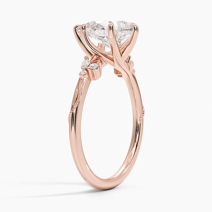 Pear Moissanite Engagement Ring with Botanical Cluster Accents - Novelle Vow