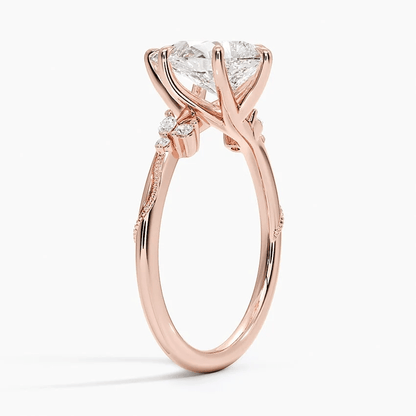 Pear Moissanite Engagement Ring with Botanical Cluster Accents - Novelle Vow