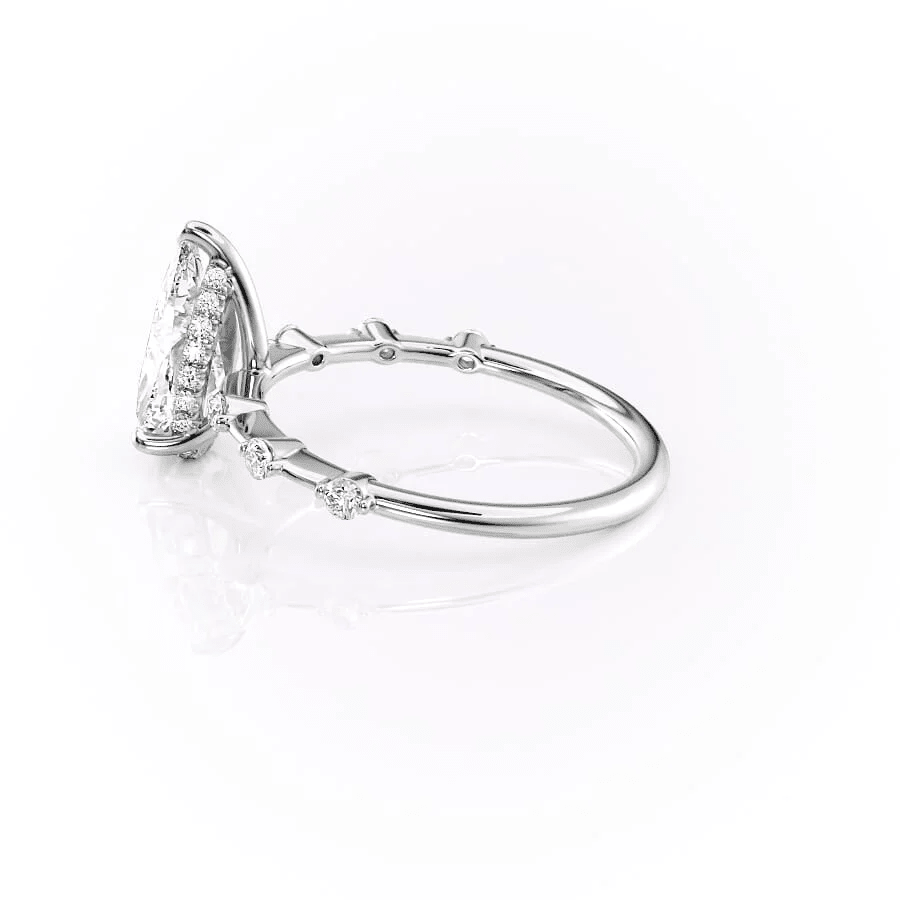 Pear Moissanite Engagement Ring with Hidden Halo & Bezel Accents - Novelle Vow