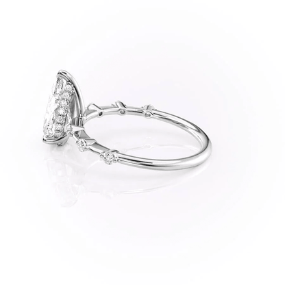 Pear Moissanite Engagement Ring with Hidden Halo & Bezel Accents - Novelle Vow