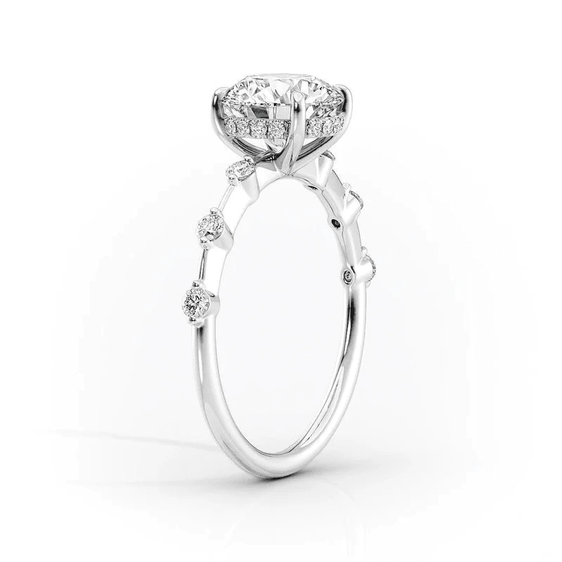 Pear Moissanite Engagement Ring with Hidden Halo & Bezel Accents - Novelle Vow