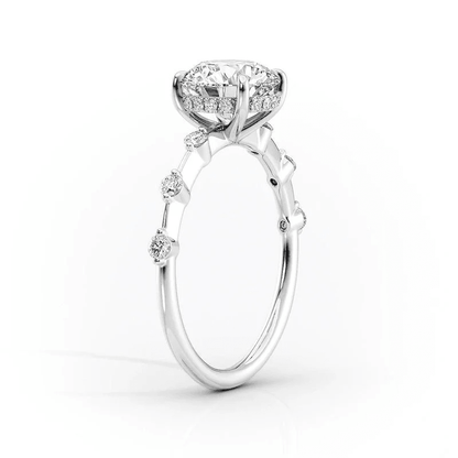Pear Moissanite Engagement Ring with Hidden Halo & Bezel Accents - Novelle Vow