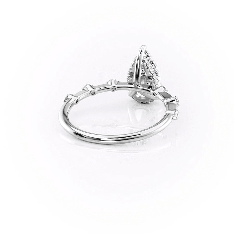 Pear Moissanite Engagement Ring with Hidden Halo & Bezel Accents - Novelle Vow