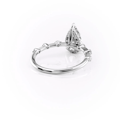Pear Moissanite Engagement Ring with Hidden Halo & Bezel Accents - Novelle Vow