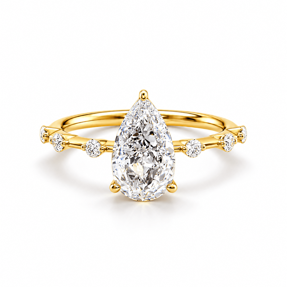 Pear Moissanite Engagement Ring with Hidden Halo & Bezel Accents - Novelle Vow