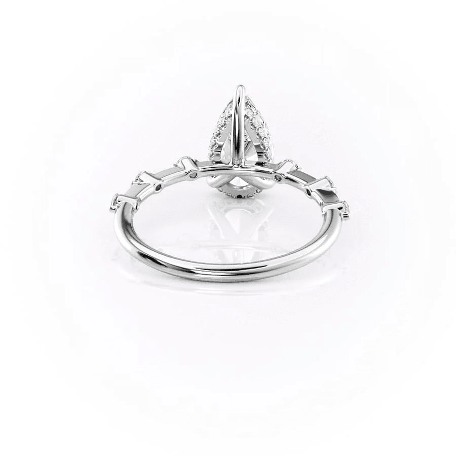 Pear Moissanite Engagement Ring with Hidden Halo & Bezel Accents - Novelle Vow