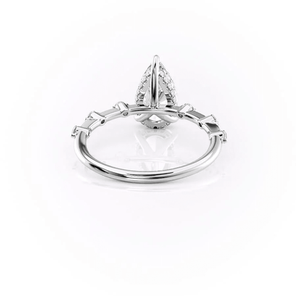 Pear Moissanite Engagement Ring with Hidden Halo & Bezel Accents - Novelle Vow