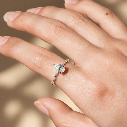 Pear Moissanite Engagement Ring with Hidden Halo & Bezel Accents - Novelle Vow