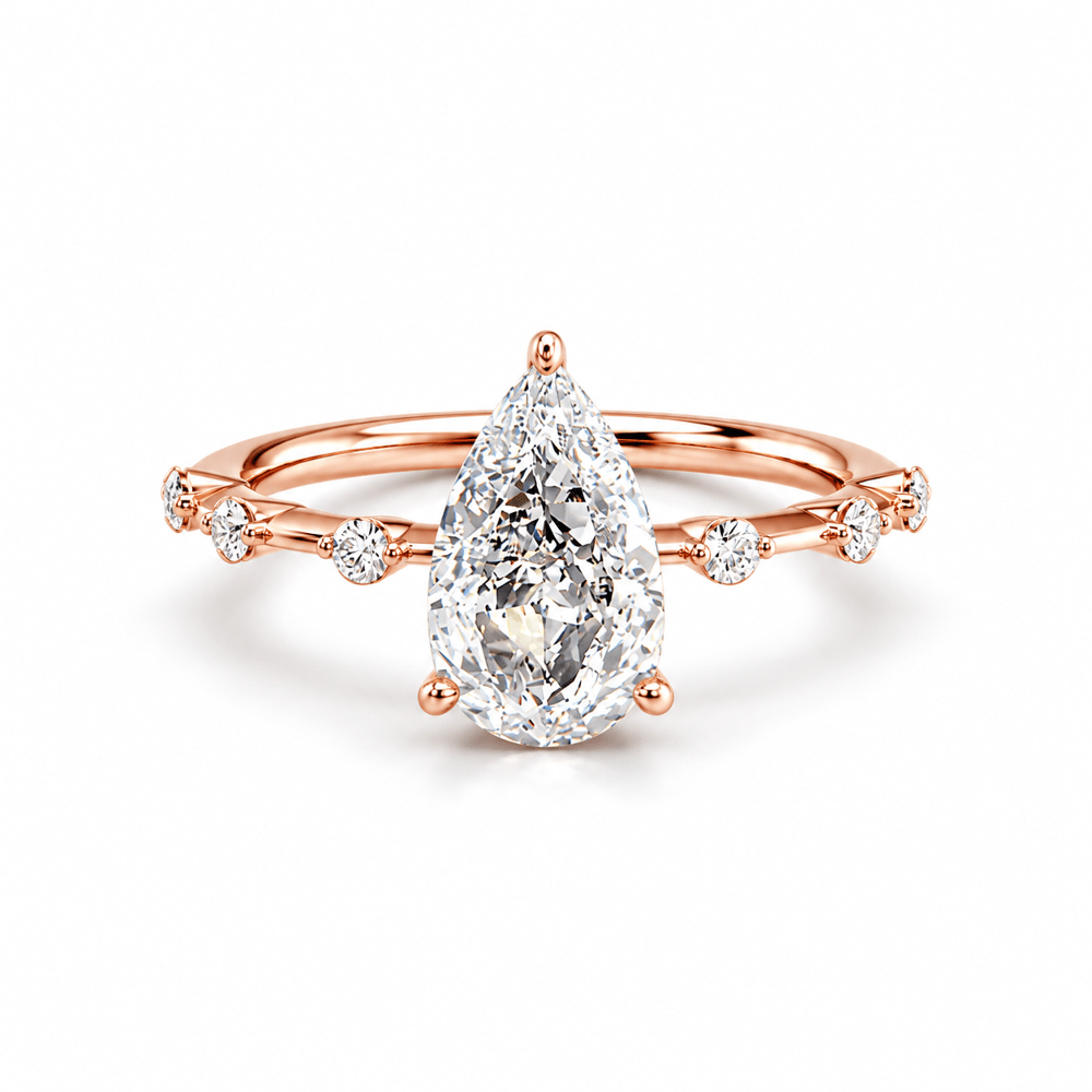 Pear Moissanite Engagement Ring with Hidden Halo & Bezel Accents - Novelle Vow