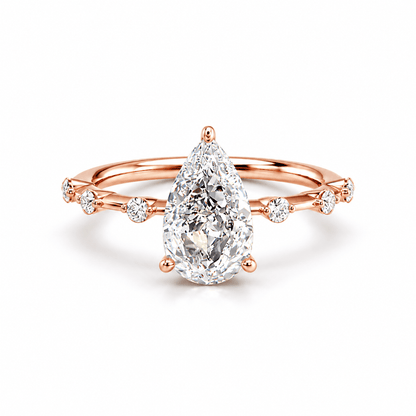 Pear Moissanite Engagement Ring with Hidden Halo & Bezel Accents - Novelle Vow