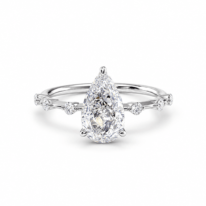 Pear Moissanite Engagement Ring with Hidden Halo & Bezel Accents - Novelle Vow