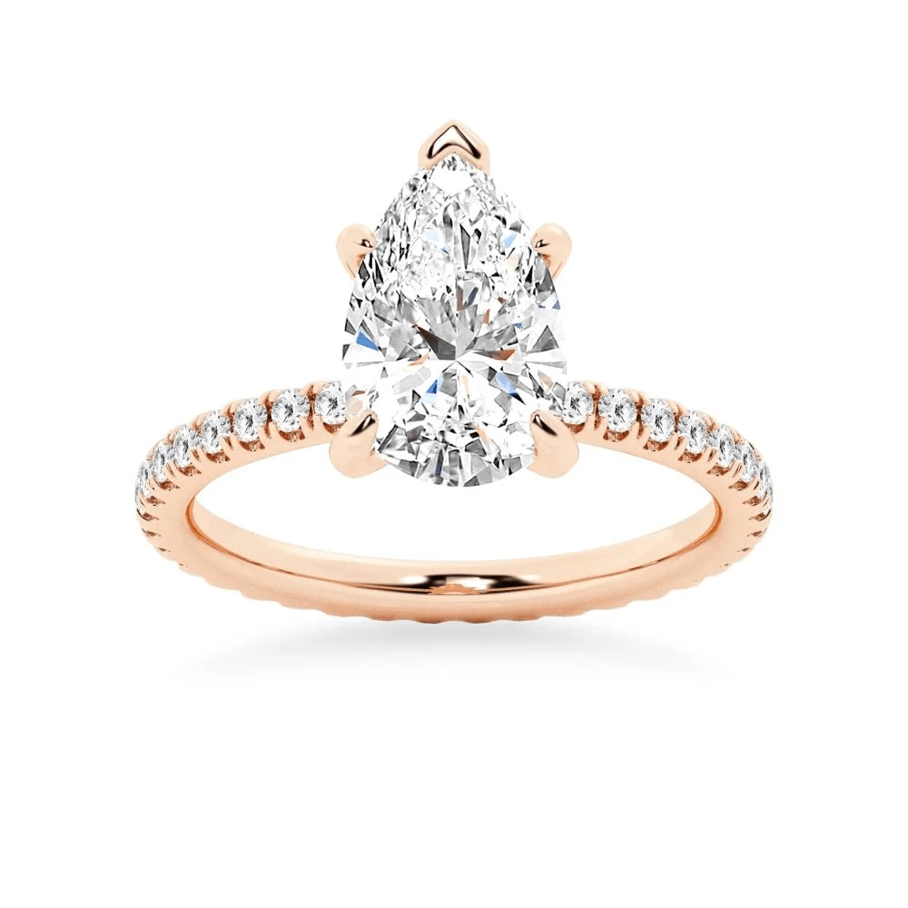 Pear Moissanite Engagement Ring with Pavé Eternity Band - Novelle Vow