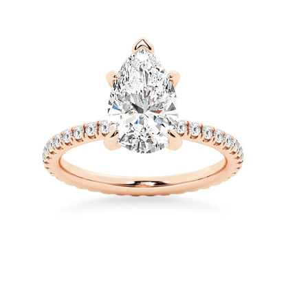 Pear Moissanite Engagement Ring with Pavé Eternity Band - Novelle Vow
