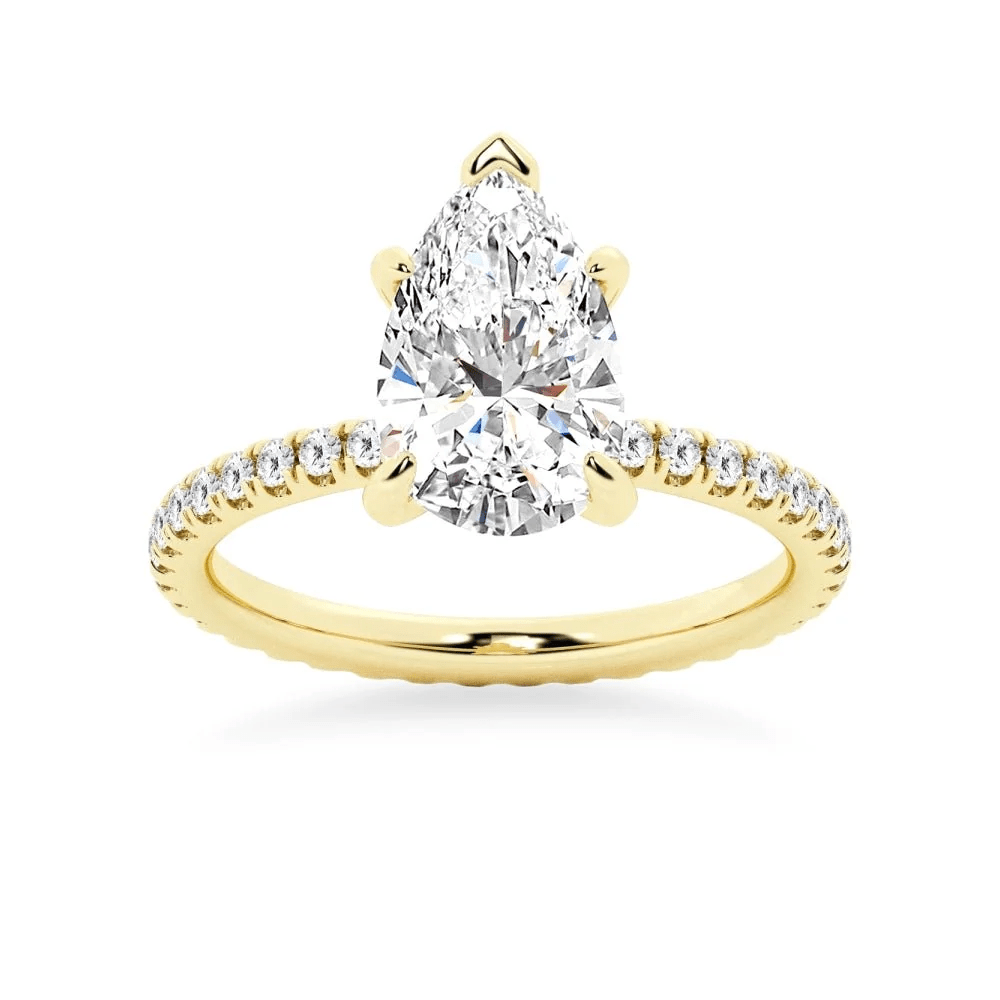 Pear Moissanite Engagement Ring with Pavé Eternity Band - Novelle Vow