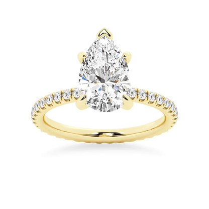 Pear Moissanite Engagement Ring with Pavé Eternity Band - Novelle Vow