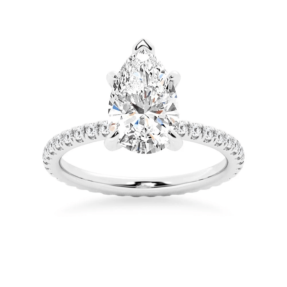 Pear Moissanite Engagement Ring with Pavé Eternity Band - Novelle Vow