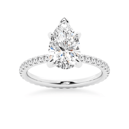 Pear Moissanite Engagement Ring with Pavé Eternity Band - Novelle Vow