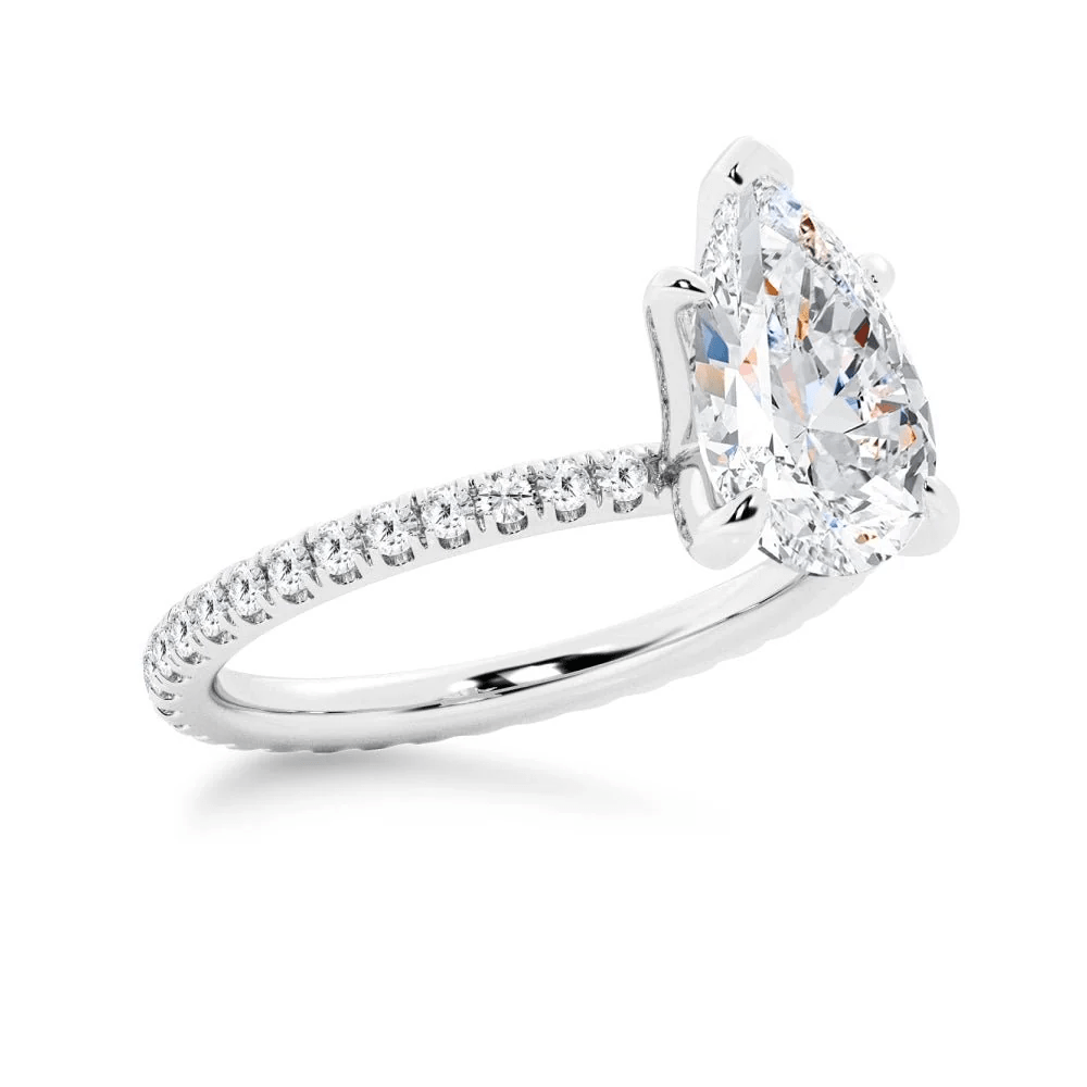 Pear Moissanite Engagement Ring with Pavé Eternity Band - Novelle Vow