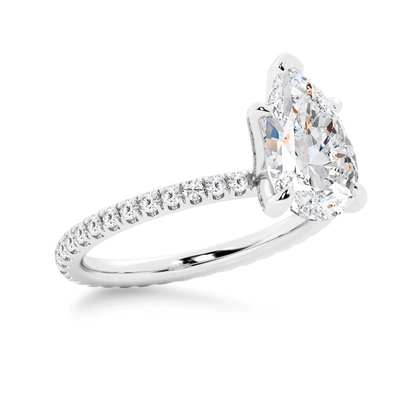 Pear Moissanite Engagement Ring with Pavé Eternity Band - Novelle Vow