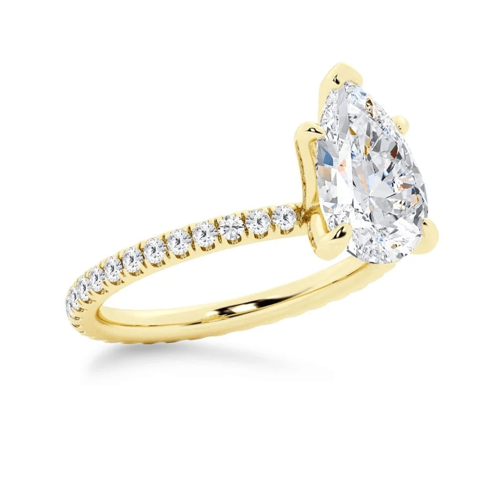 Pear Moissanite Engagement Ring with Pavé Eternity Band - Novelle Vow