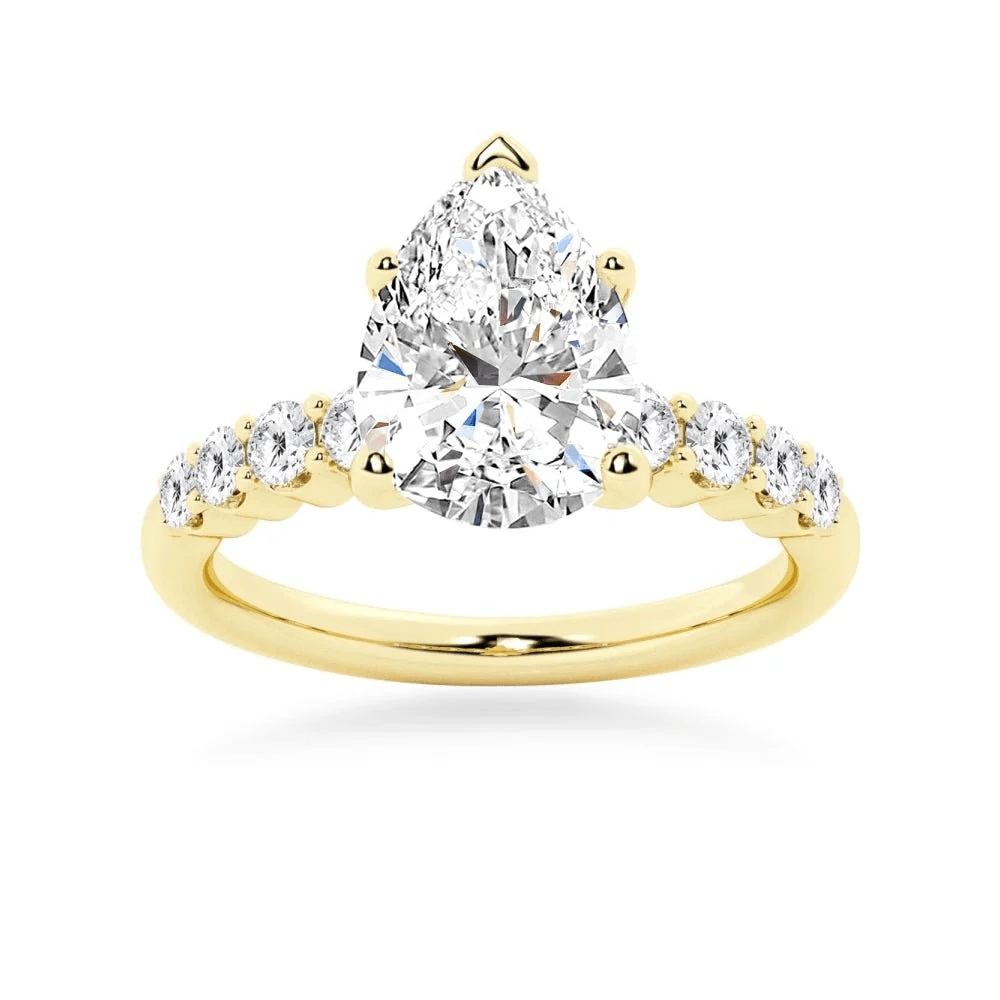 Pear Moissanite Engagement Ring with Shared-Prong Band - Novelle Vow