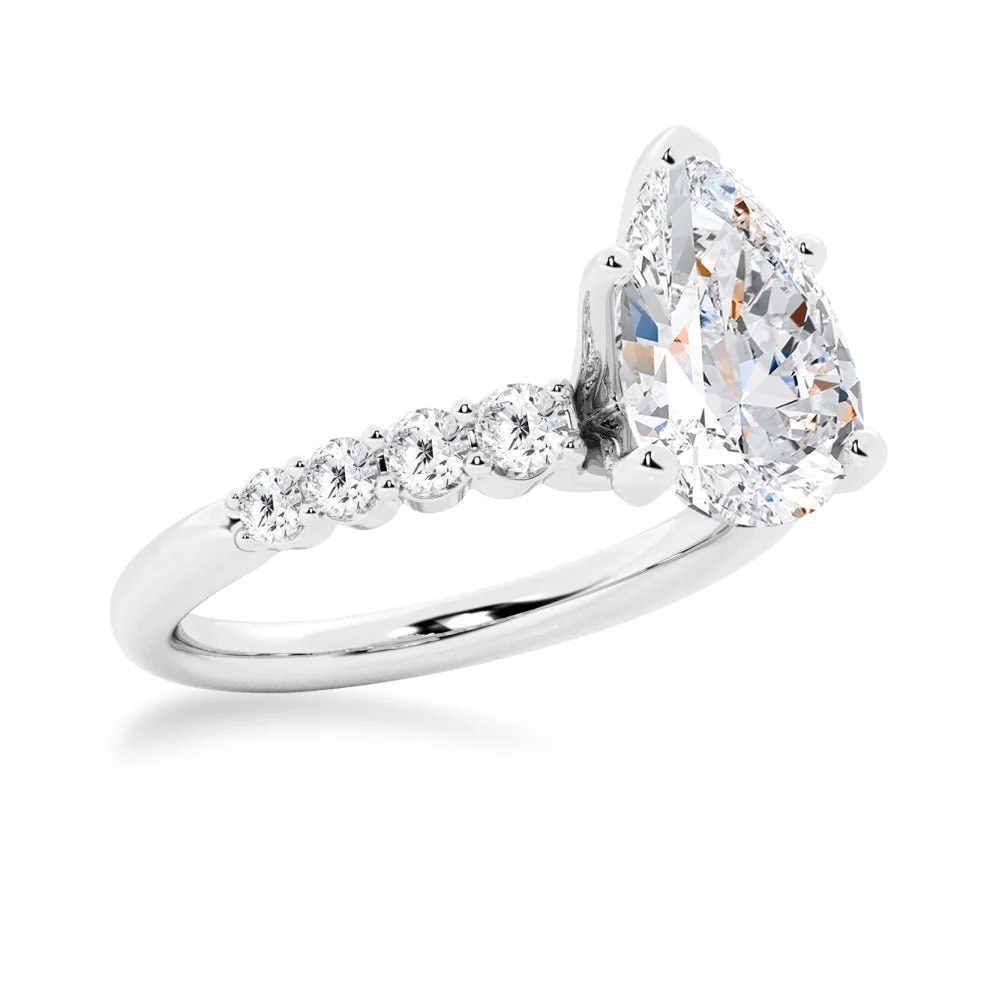 Pear Moissanite Engagement Ring with Shared-Prong Band - Novelle Vow