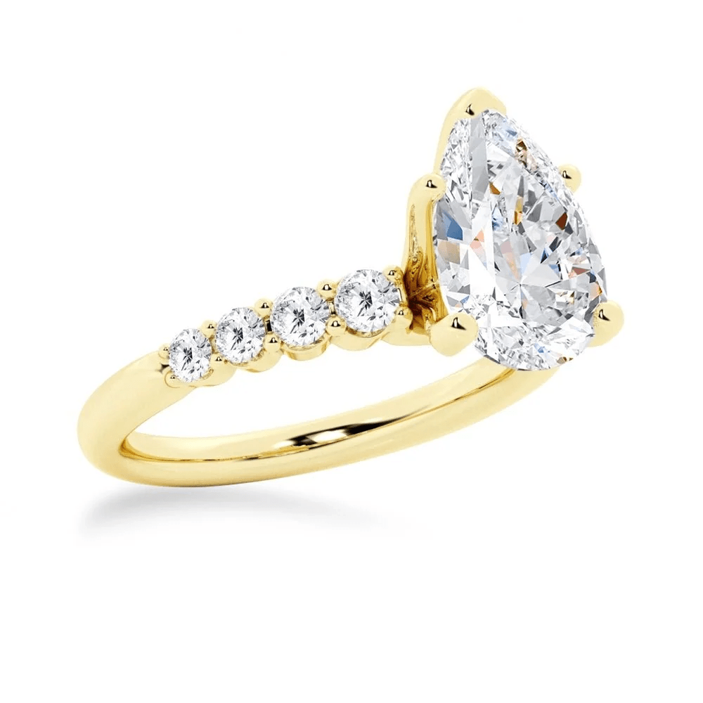 Pear Moissanite Engagement Ring with Shared-Prong Band - Novelle Vow
