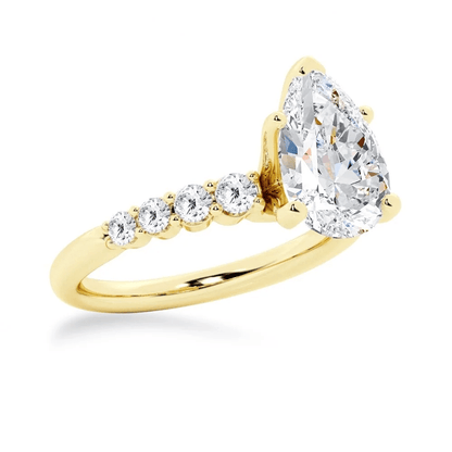 Pear Moissanite Engagement Ring with Shared-Prong Band - Novelle Vow