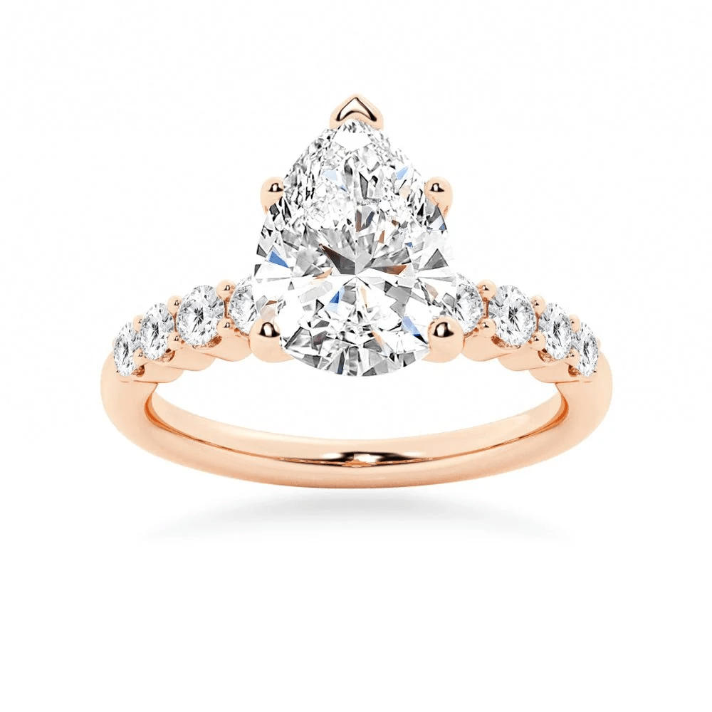 Pear Moissanite Engagement Ring with Shared-Prong Band - Novelle Vow