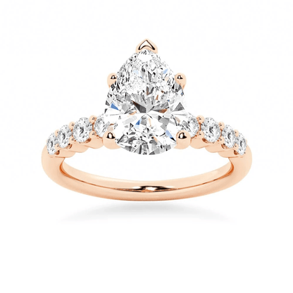 Pear Moissanite Engagement Ring with Shared-Prong Band - Novelle Vow