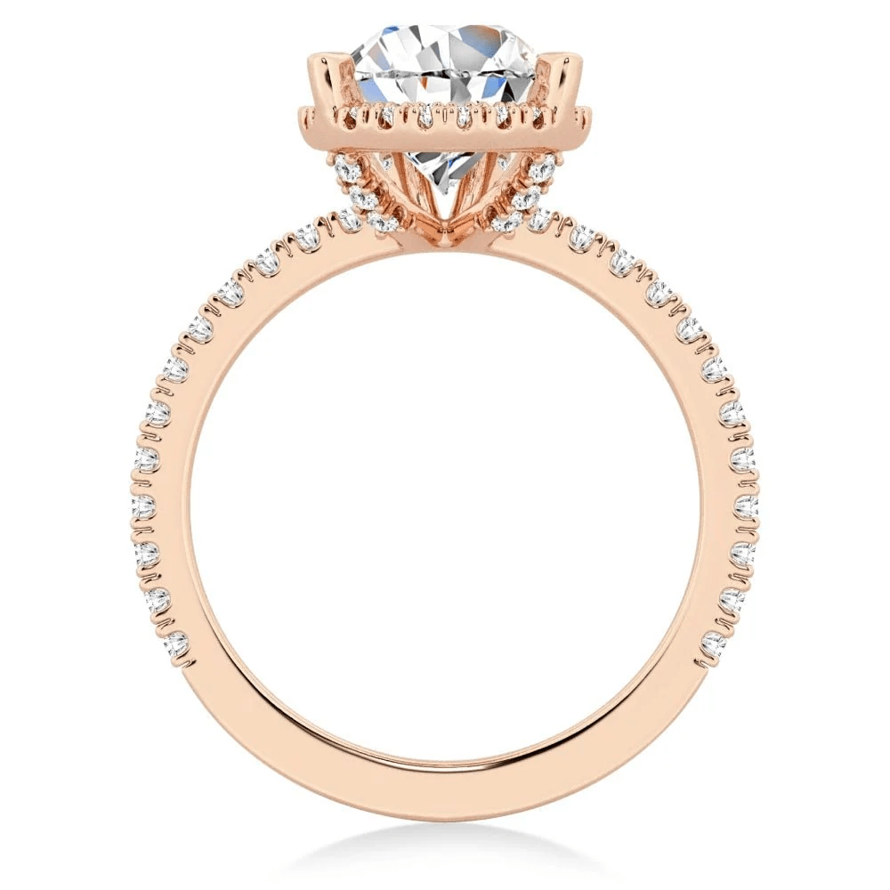 Pear Moissanite Halo Engagement Ring with Pavé Band - Novelle Vow