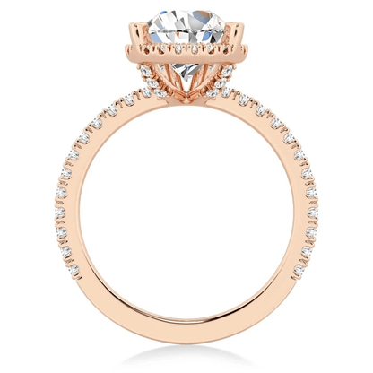 Pear Moissanite Halo Engagement Ring with Pavé Band - Novelle Vow