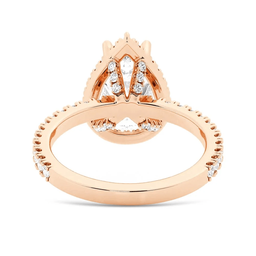 Pear Moissanite Halo Engagement Ring with Pavé Band - Novelle Vow