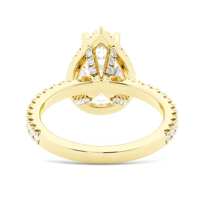 Pear Moissanite Halo Engagement Ring with Pavé Band - Novelle Vow